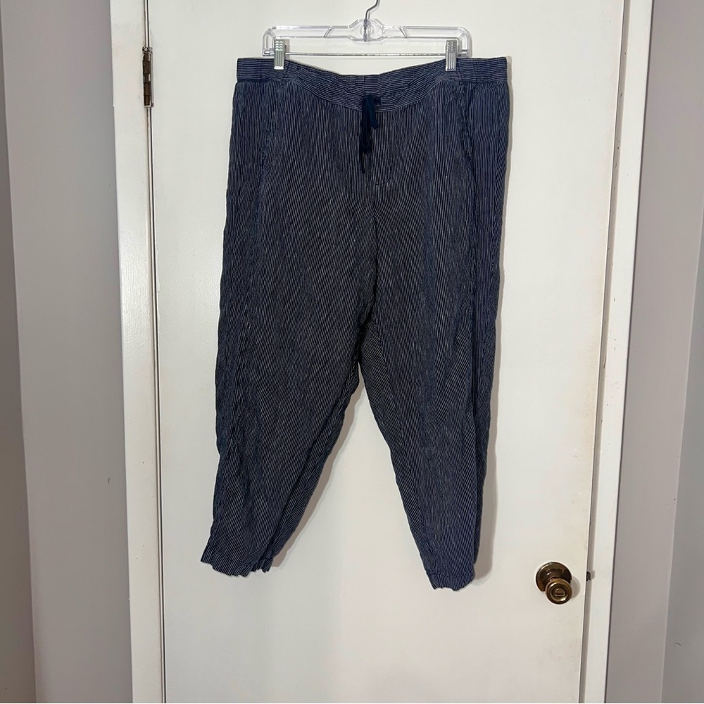 J. Jill women’s blue striped linen pants sz XL Petite